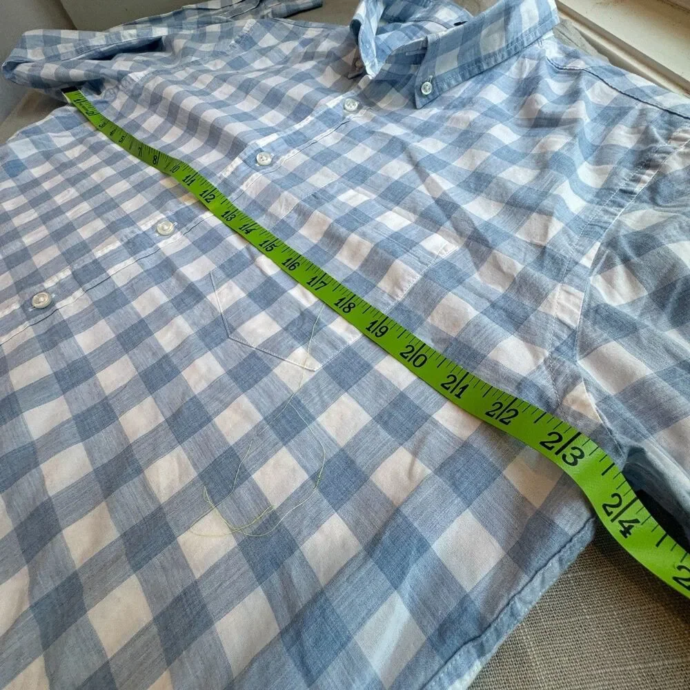 J Crew Shirt Men's XL Slim Fit Blue White Heathered Cotton Button Down